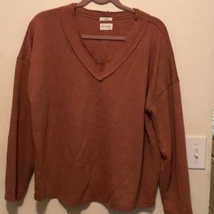 Cozy Life  Women’s Lg long sleeved distressed designed shirt  brownish /copper